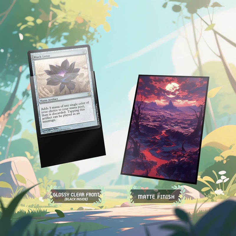 Kiiransr MTG Card Sleeves - Badland(Black Red) - Fantasy Dual Lands Series - Ultra Clear Front & Matte Finish Back, 100 Count Standard Size TCG Art Sleeves for Magic The Gathering - Image 3